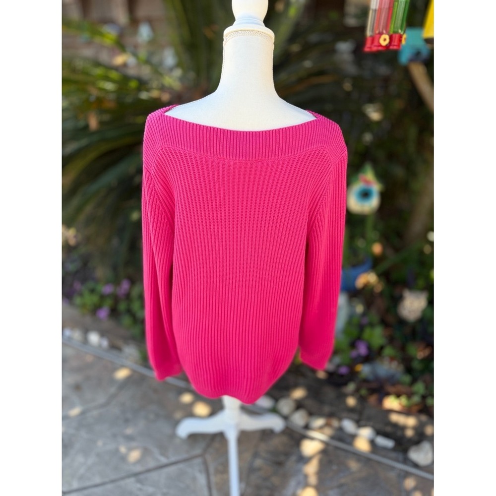 Tommy‎ Hilfiger Hot Pink Ribbed Boatneck Sweater